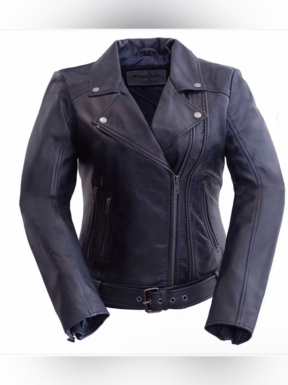 Free People Whet Blu Chloe Asymmetrical 💯 Lambskin Leather Jacket NWOT Violet